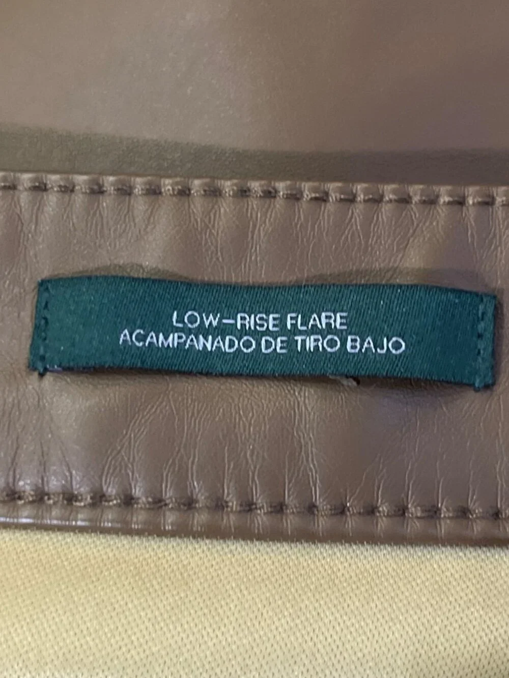 Wild Fable Faux Leather Flare Pants Womens 16 Brown Low Rise Leather Used - Picture 7 of 13